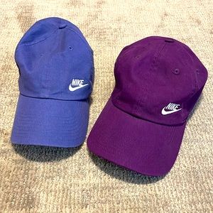 2 Nike hats. Blue and purple.